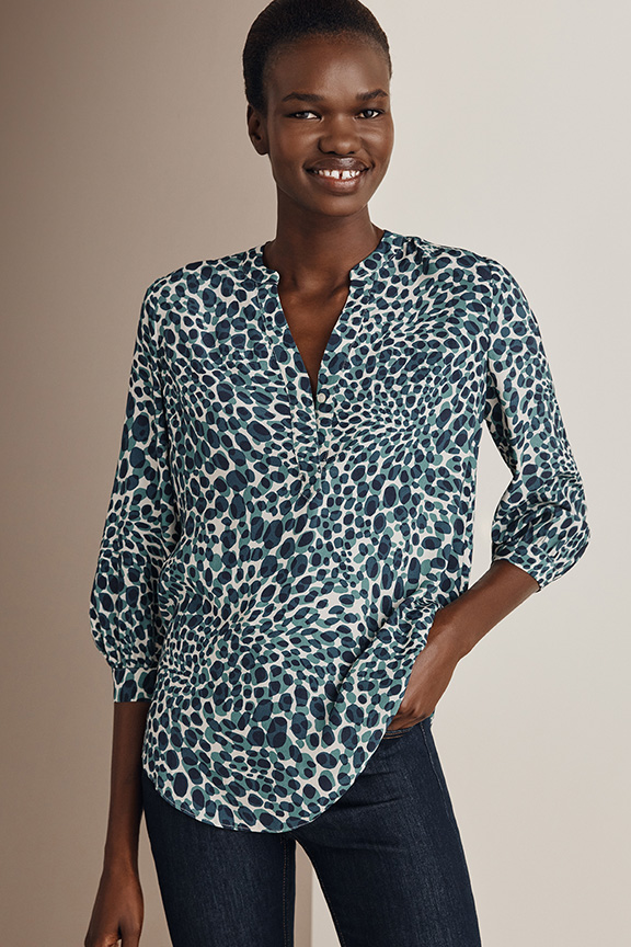 Casual Summer Blue Printed Blouse