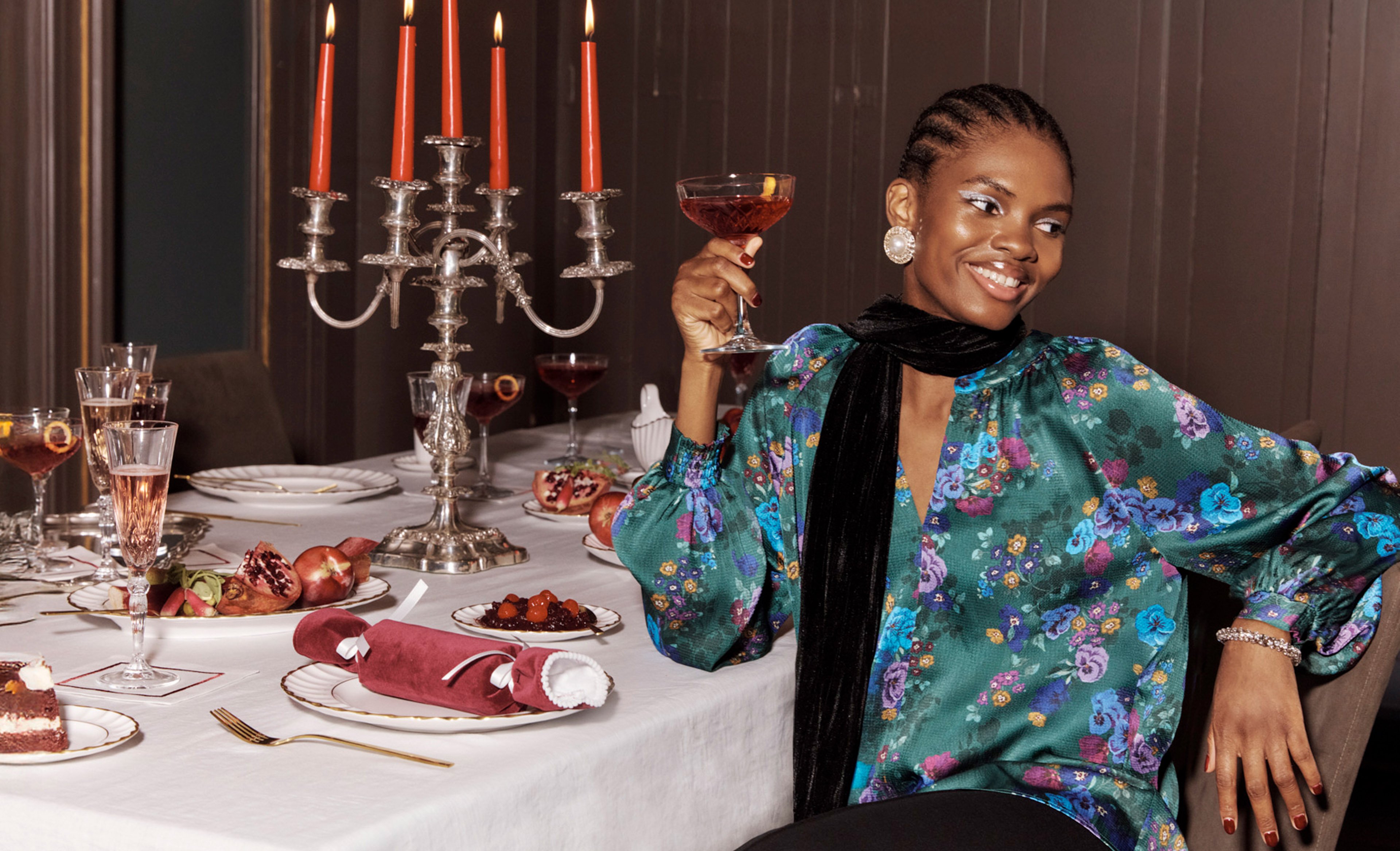 Women wearing casual Christmas party outfits.