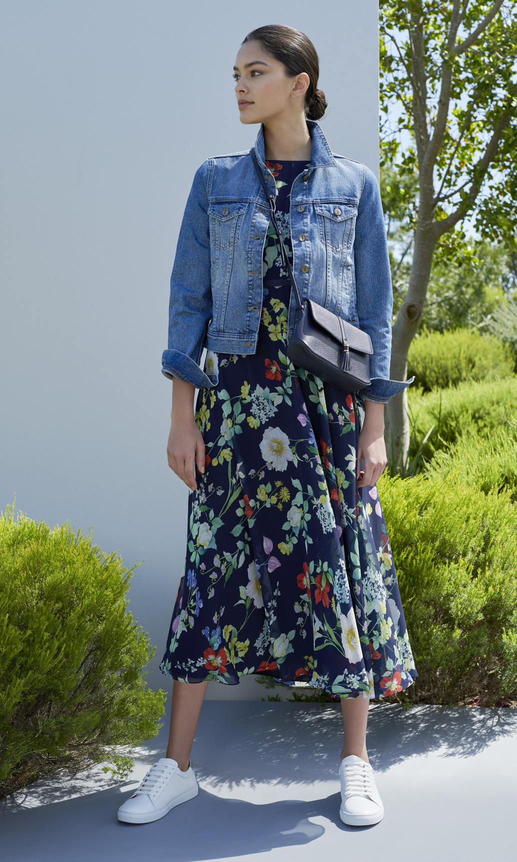 denim jacket with midi dress