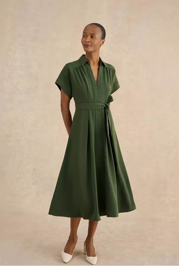 A woman wearing Hobbs dress.
