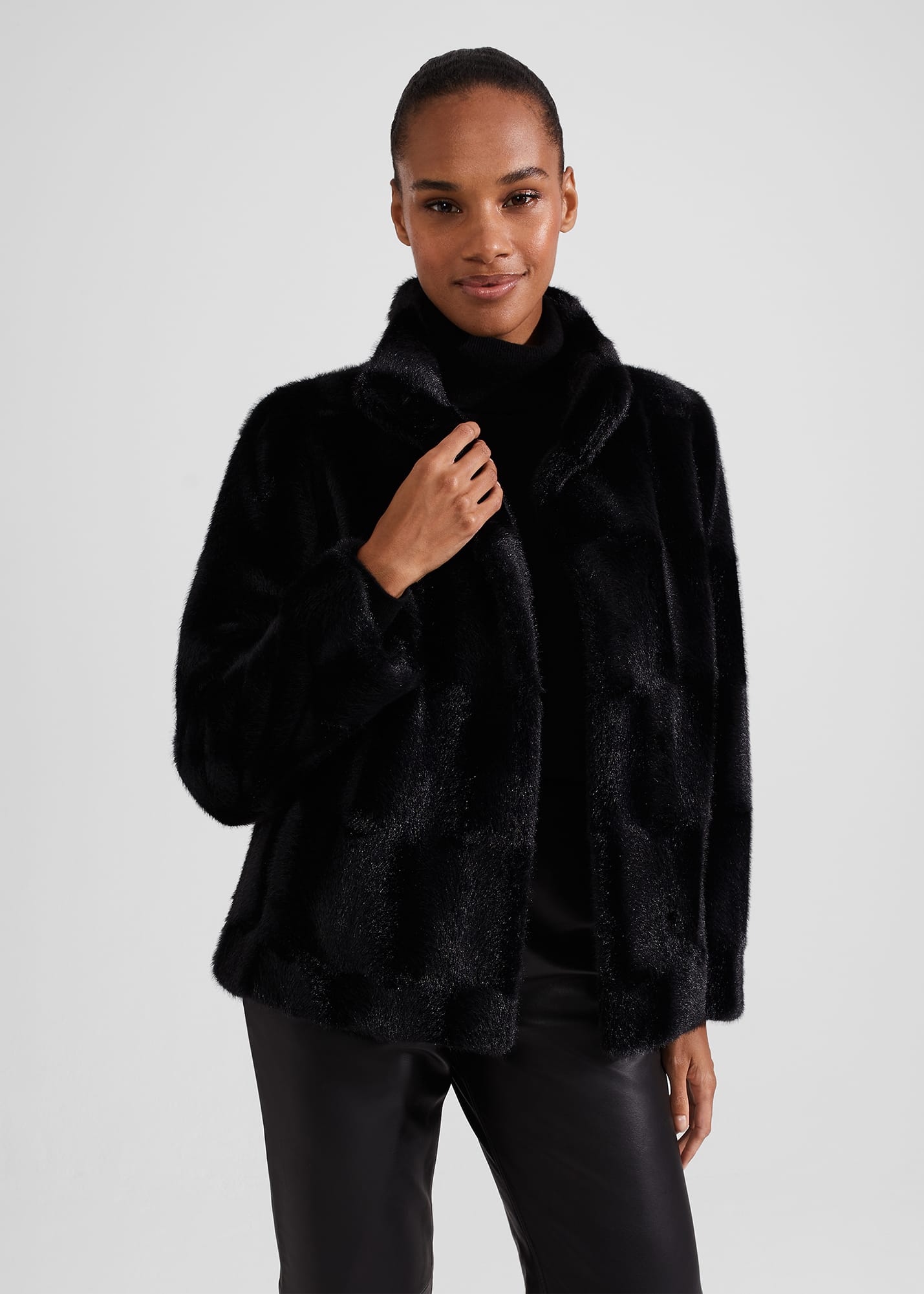 Hobbs Women's Andrea Faux Fur Coat - Black