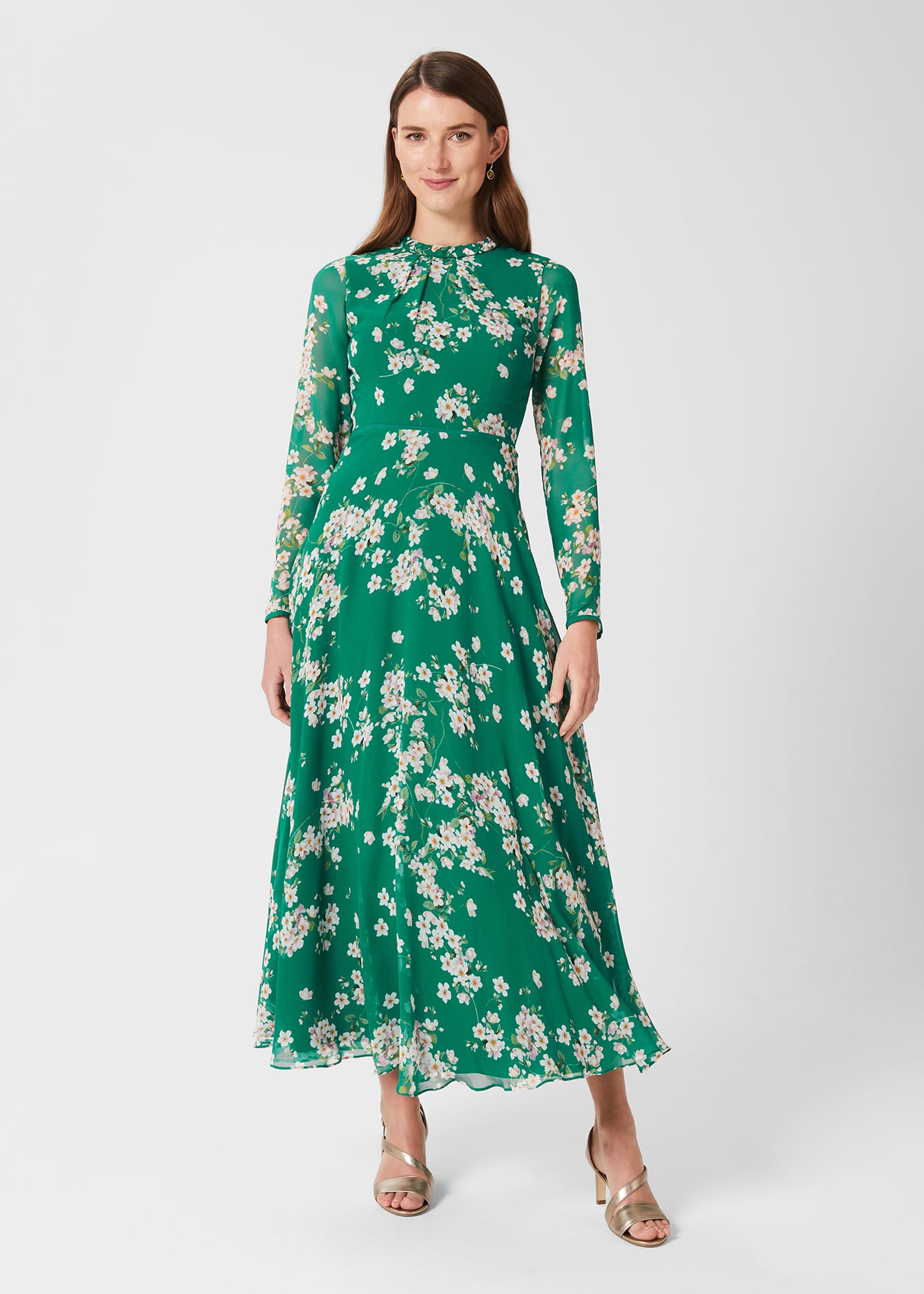 Hobbs Women's Rosabelle Silk Floral Dress - Green Multi
