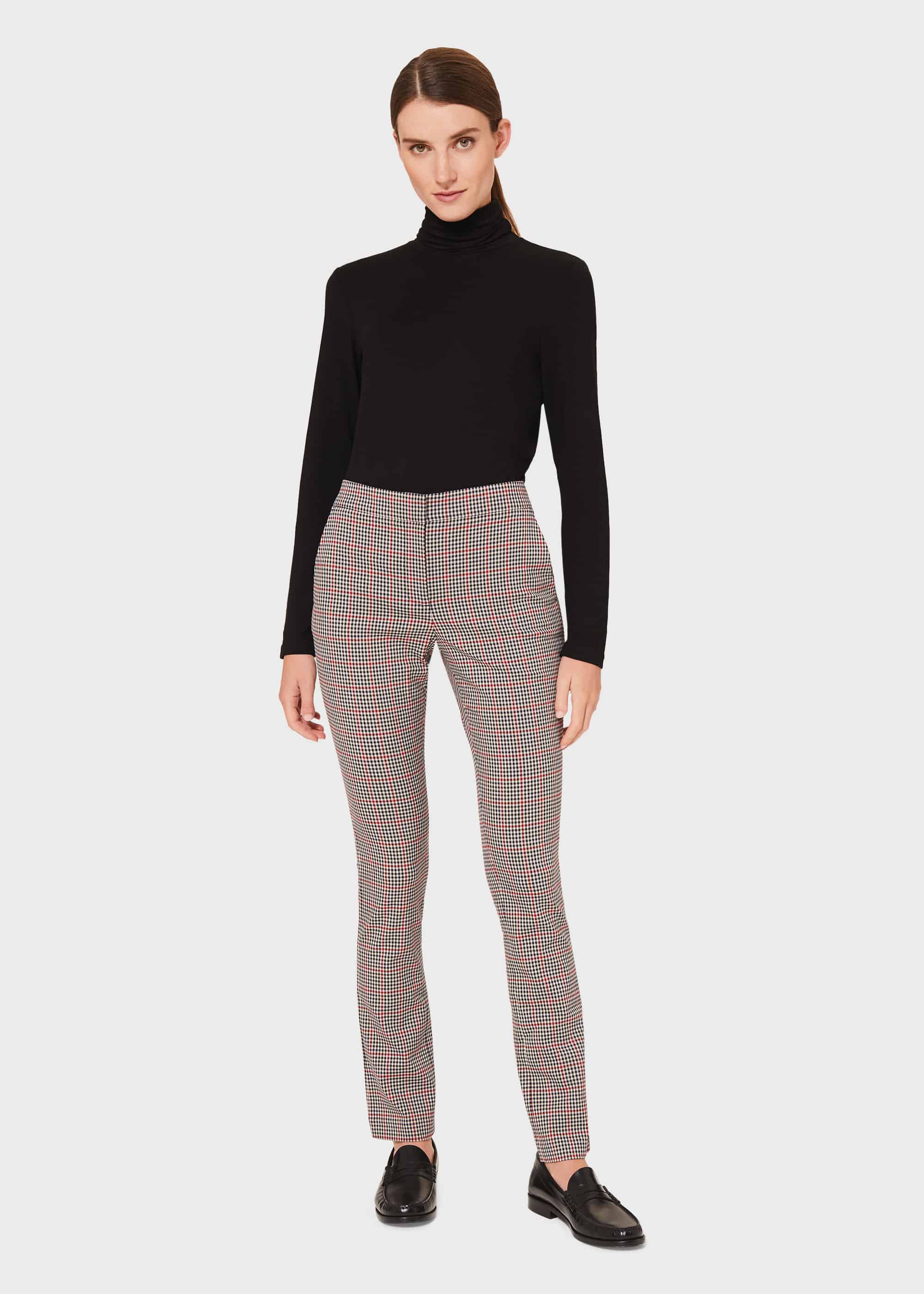 Hobbs Women Annie Check Slim Trouser With Stretch