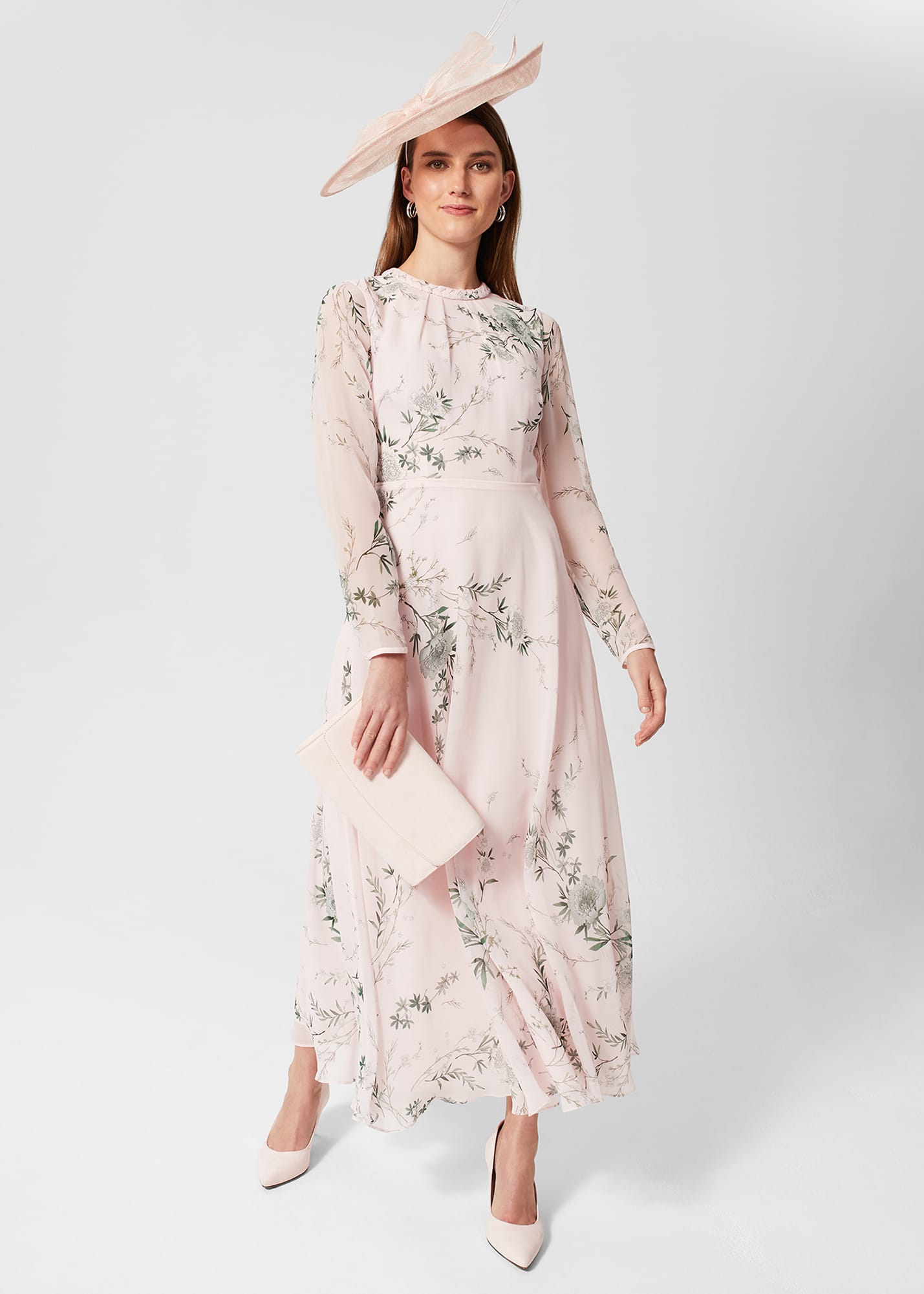 Hobbs Women's Rosabelle Silk Floral Dress - Pale Pink Multi