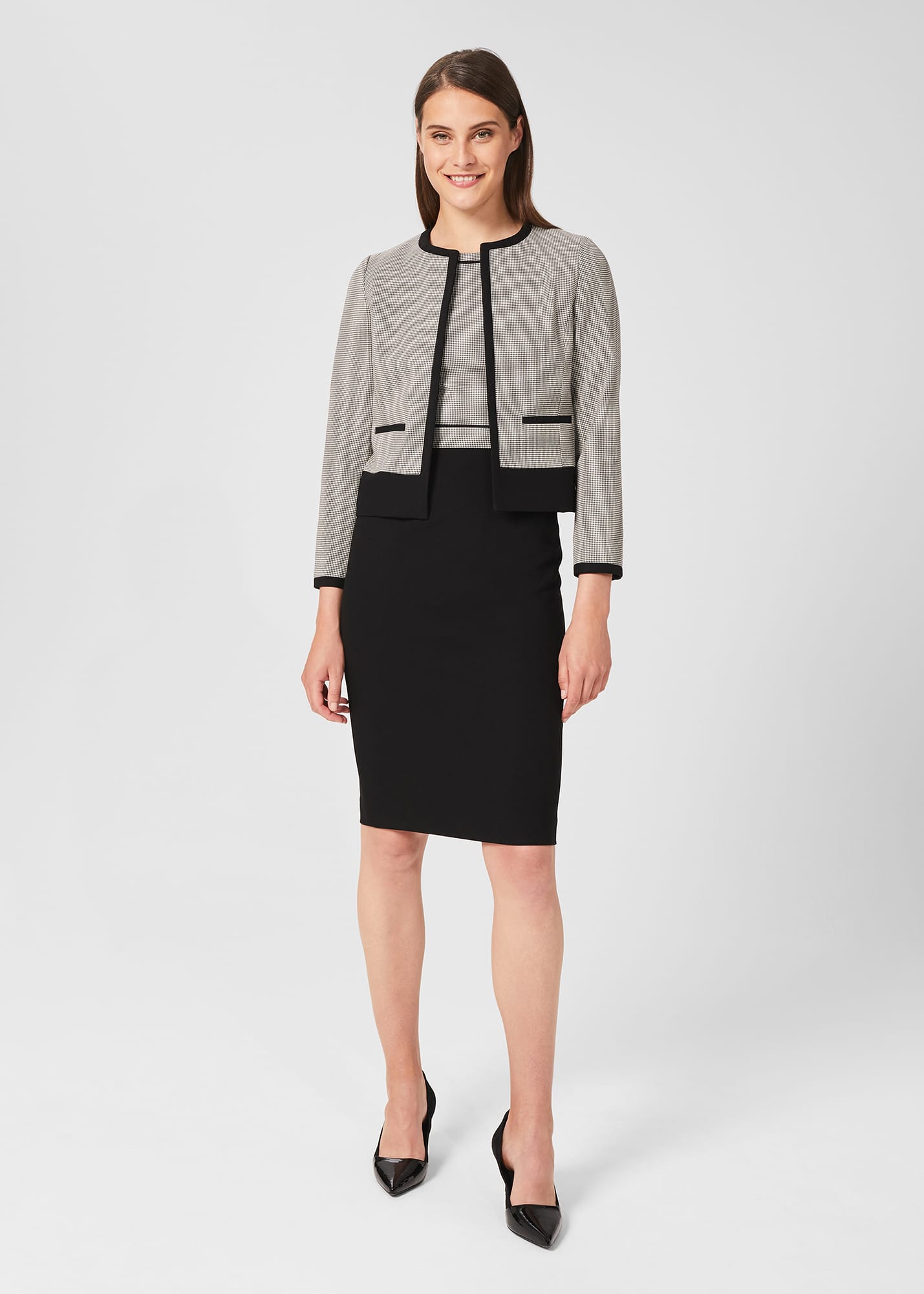 Hobbs Women's Sienna Houndstooth Jacket - Ivory Black