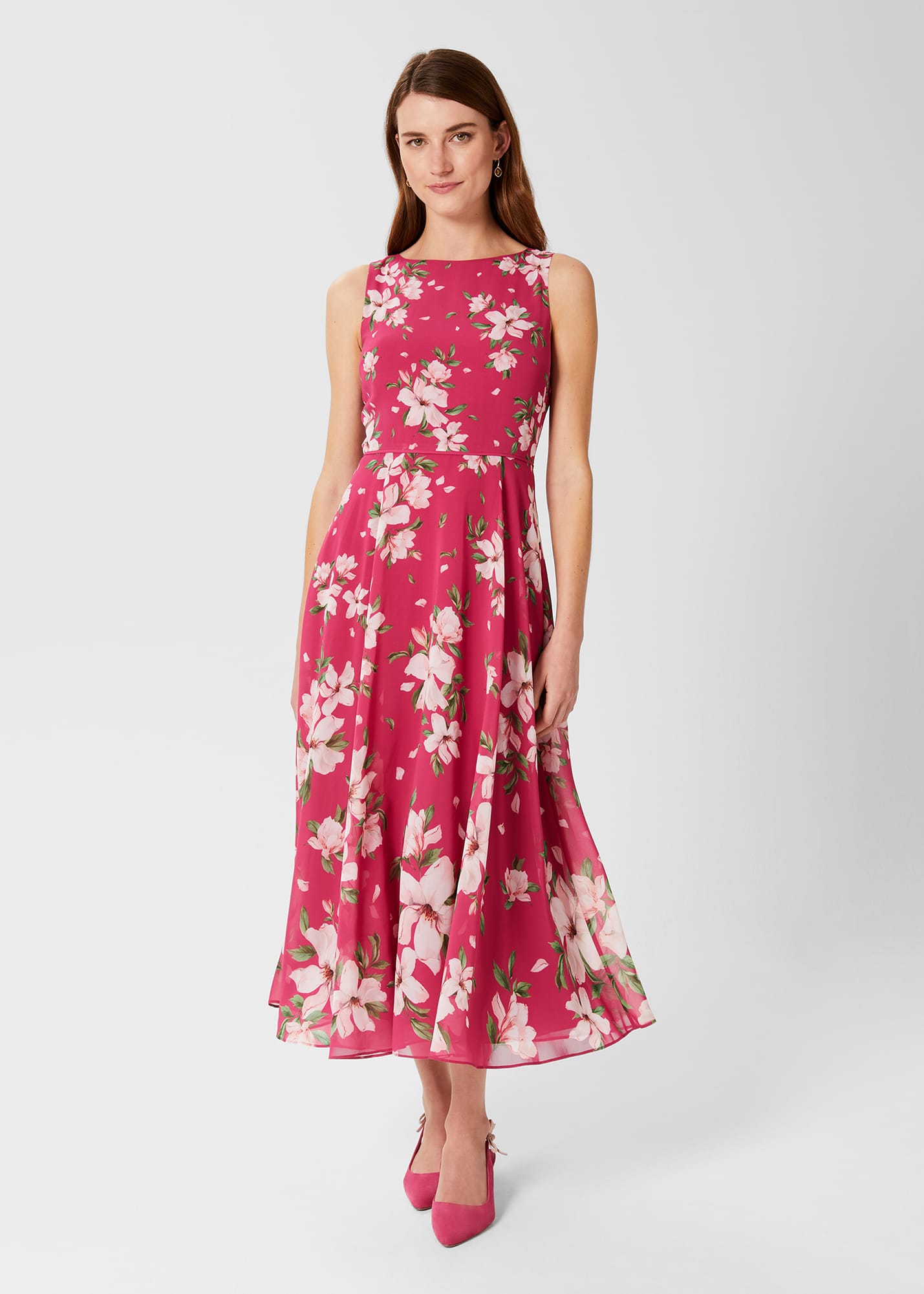 Hobbs Women's Carly Floral Midi Dress - Pink Multi