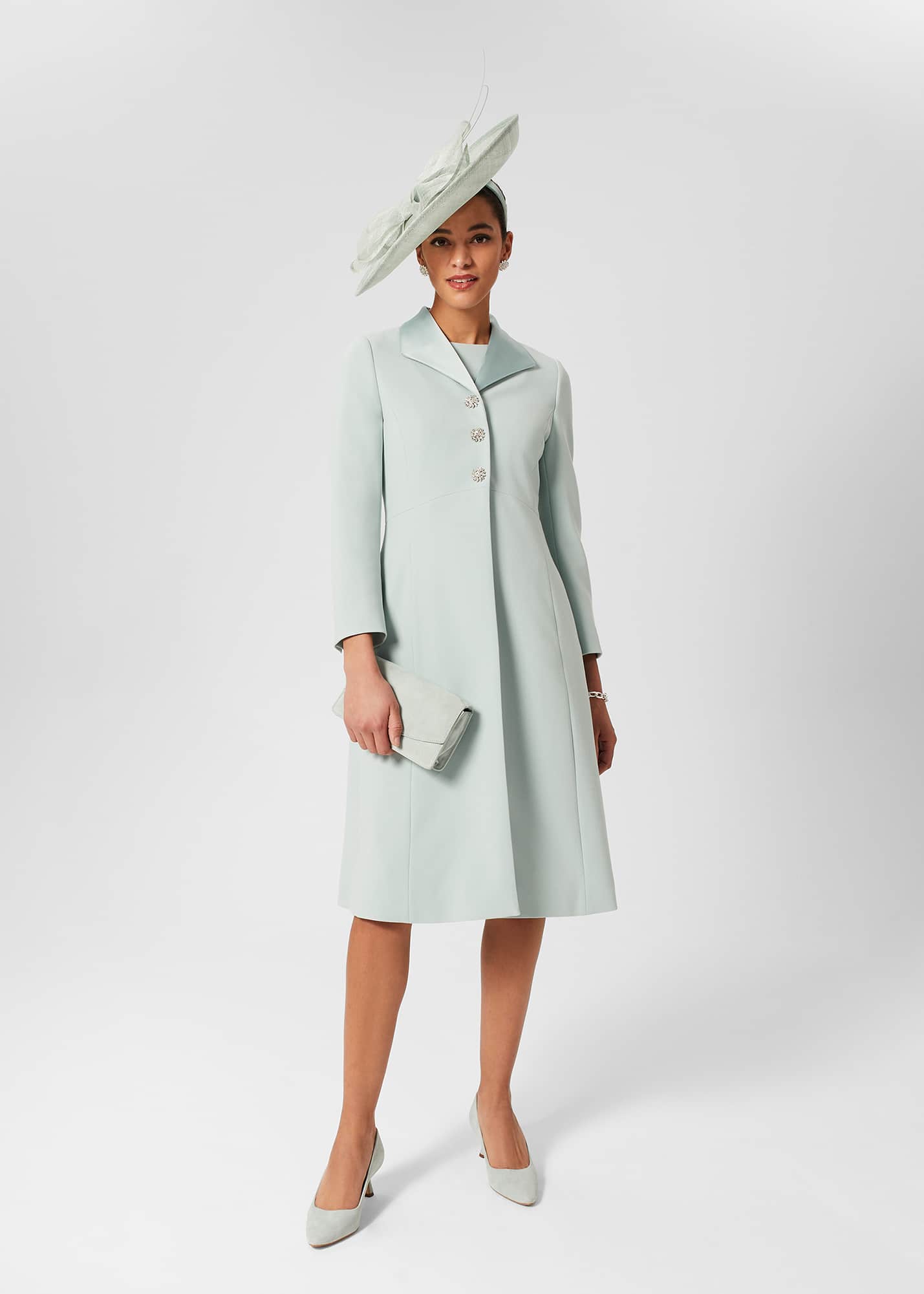 Hobbs Women's Darcie Fit And Flare Coat - Sage Green