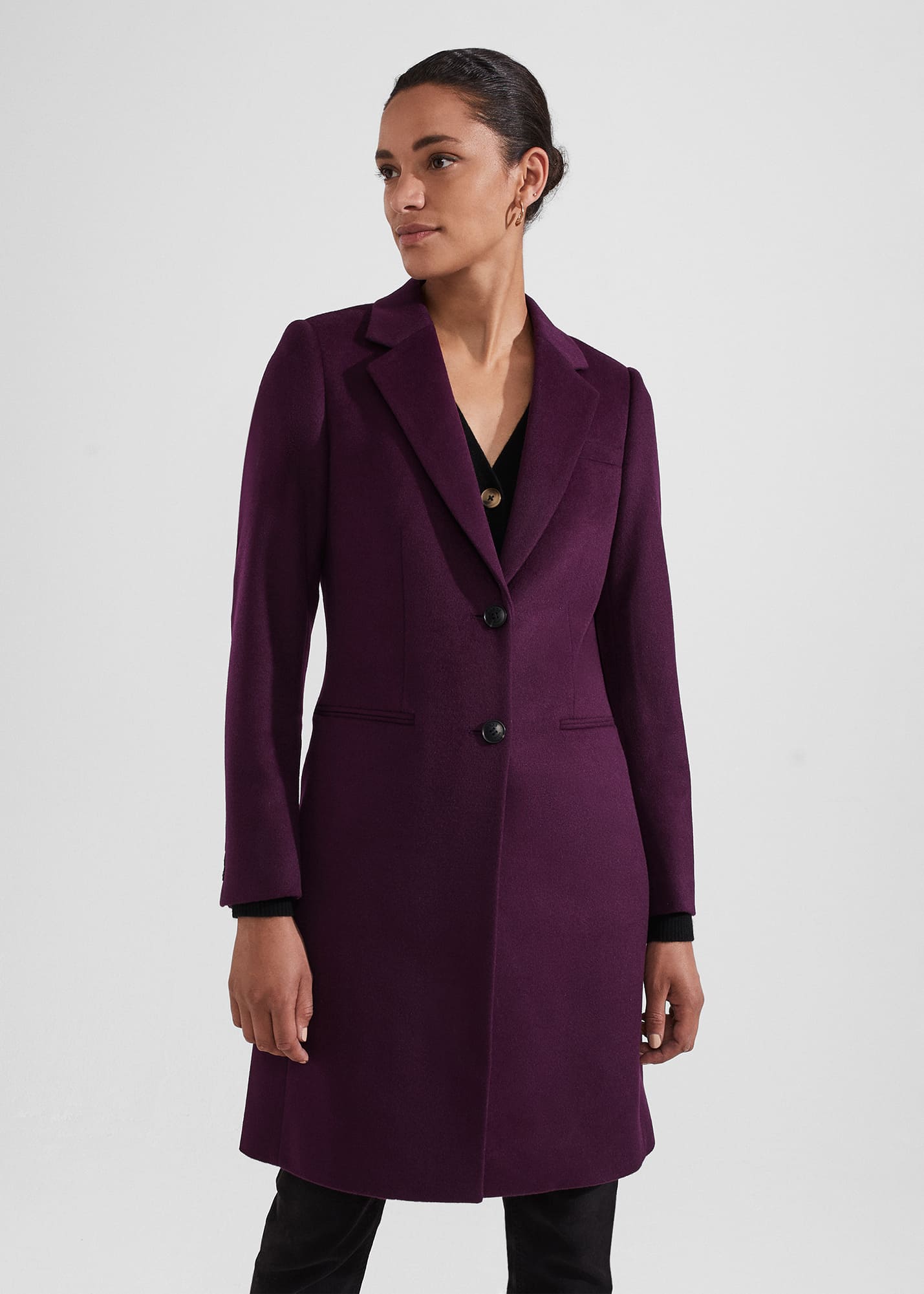 Hobbs Women's Petite Tilda Wool Coat - Purple