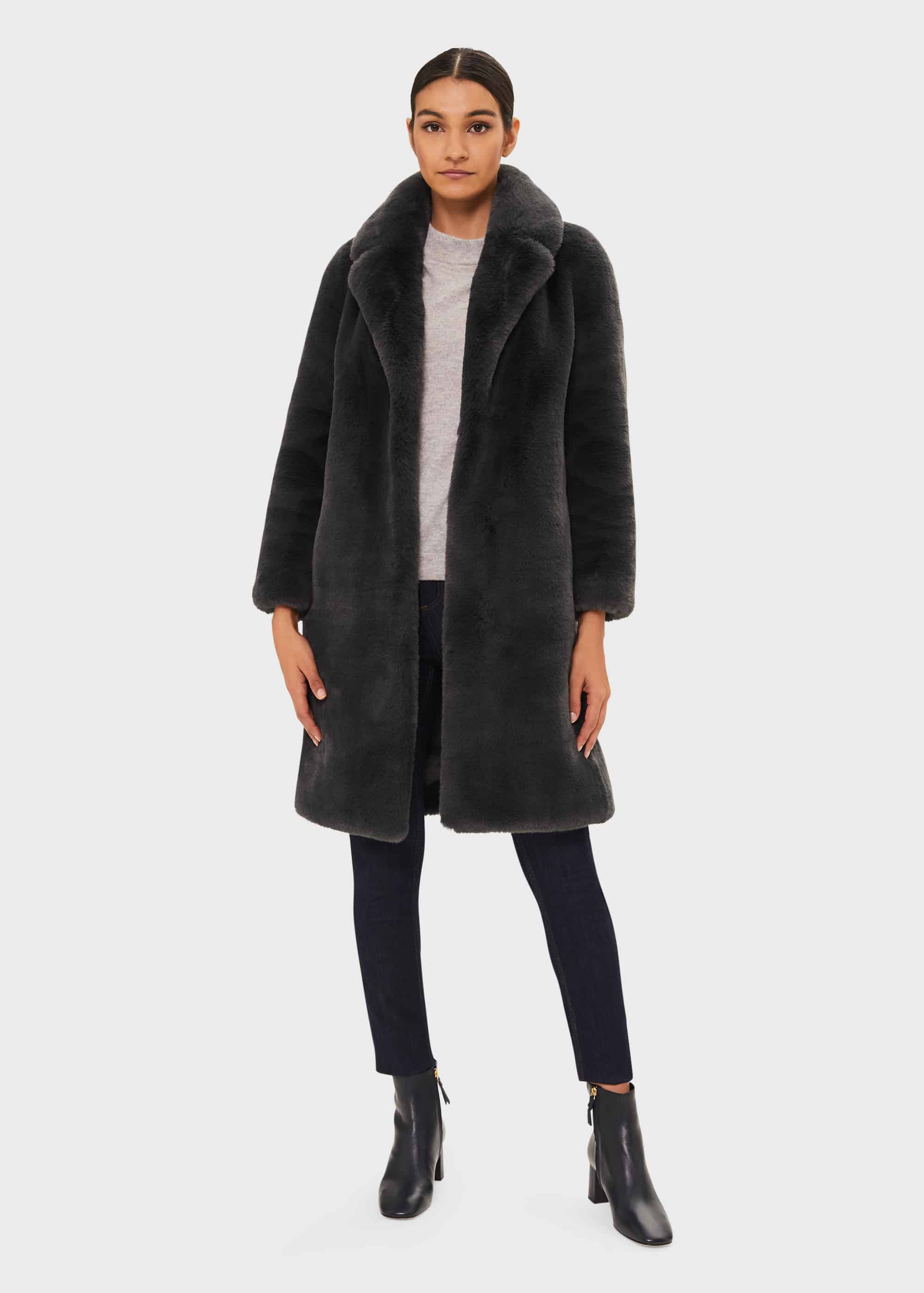Hobbs Women Georgia Faux Fur Collar Coat