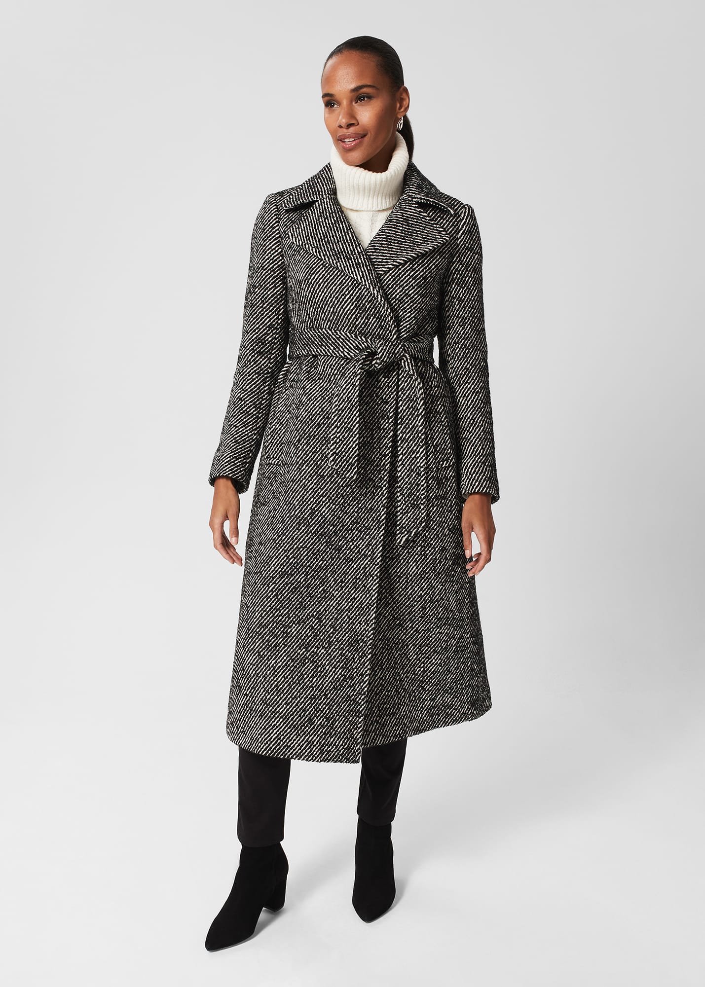 Hobbs Women's Gerrie Wrap Coat - Black White