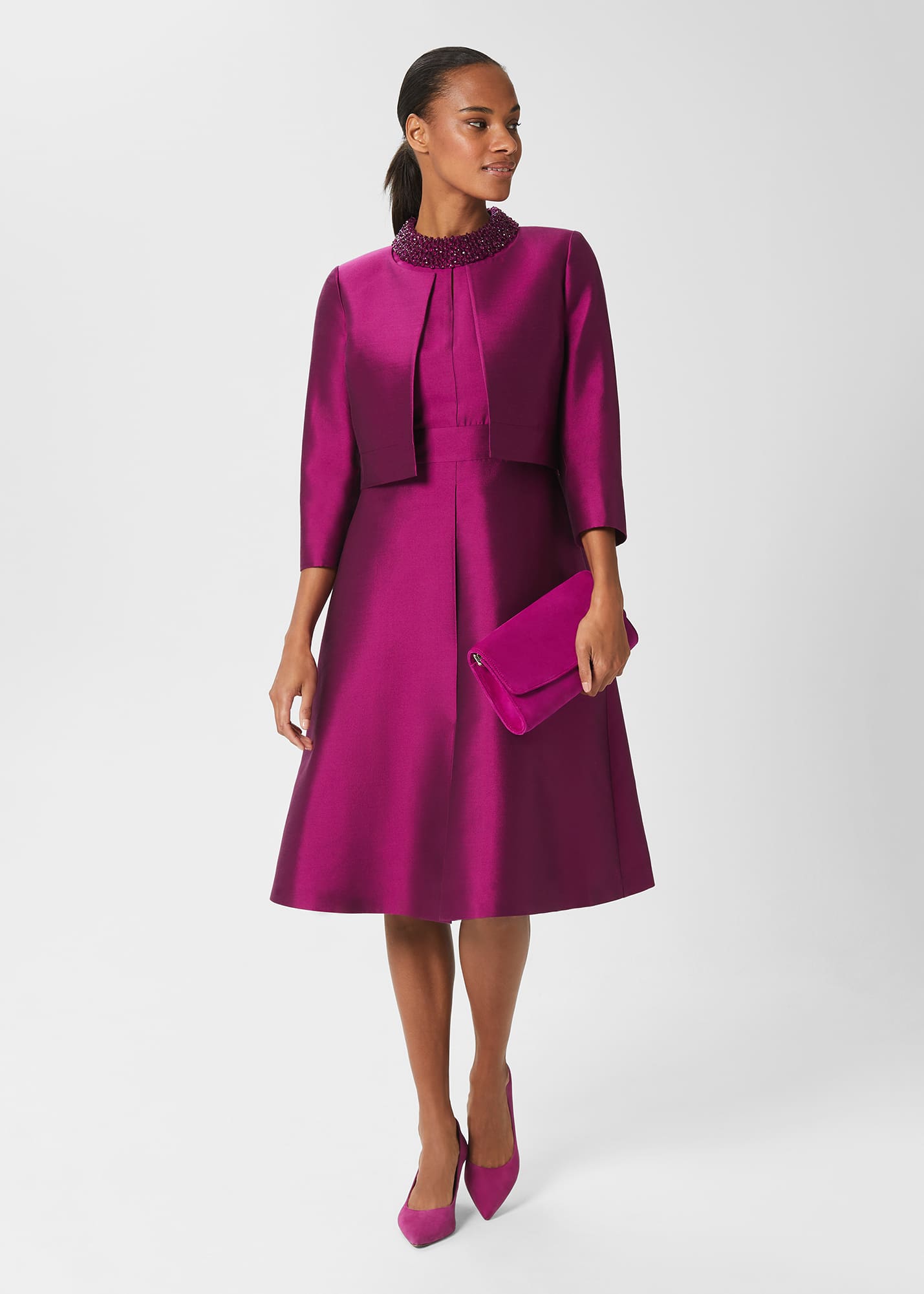 Hobbs Women's Marcella Silk Blend Jacket - Berry Purple