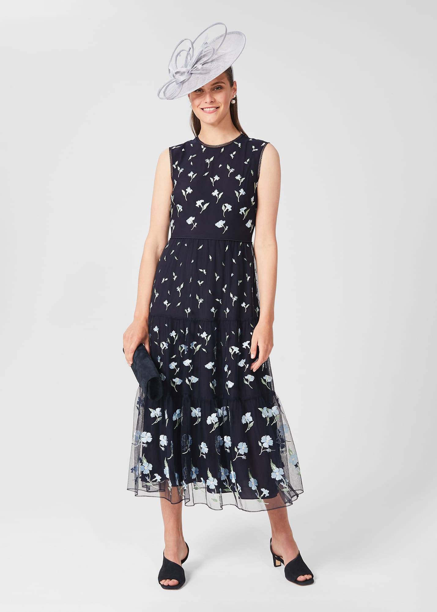Hobbs Women's Bethany Embroidered Floral Dress - Navy Multi