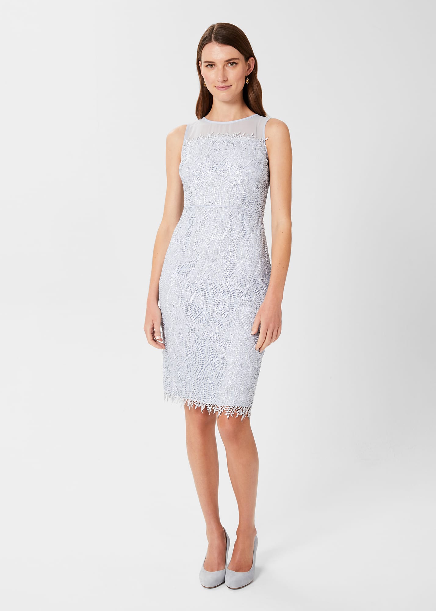Hobbs Women's Adela Lace Shift Dress - Pale Blue