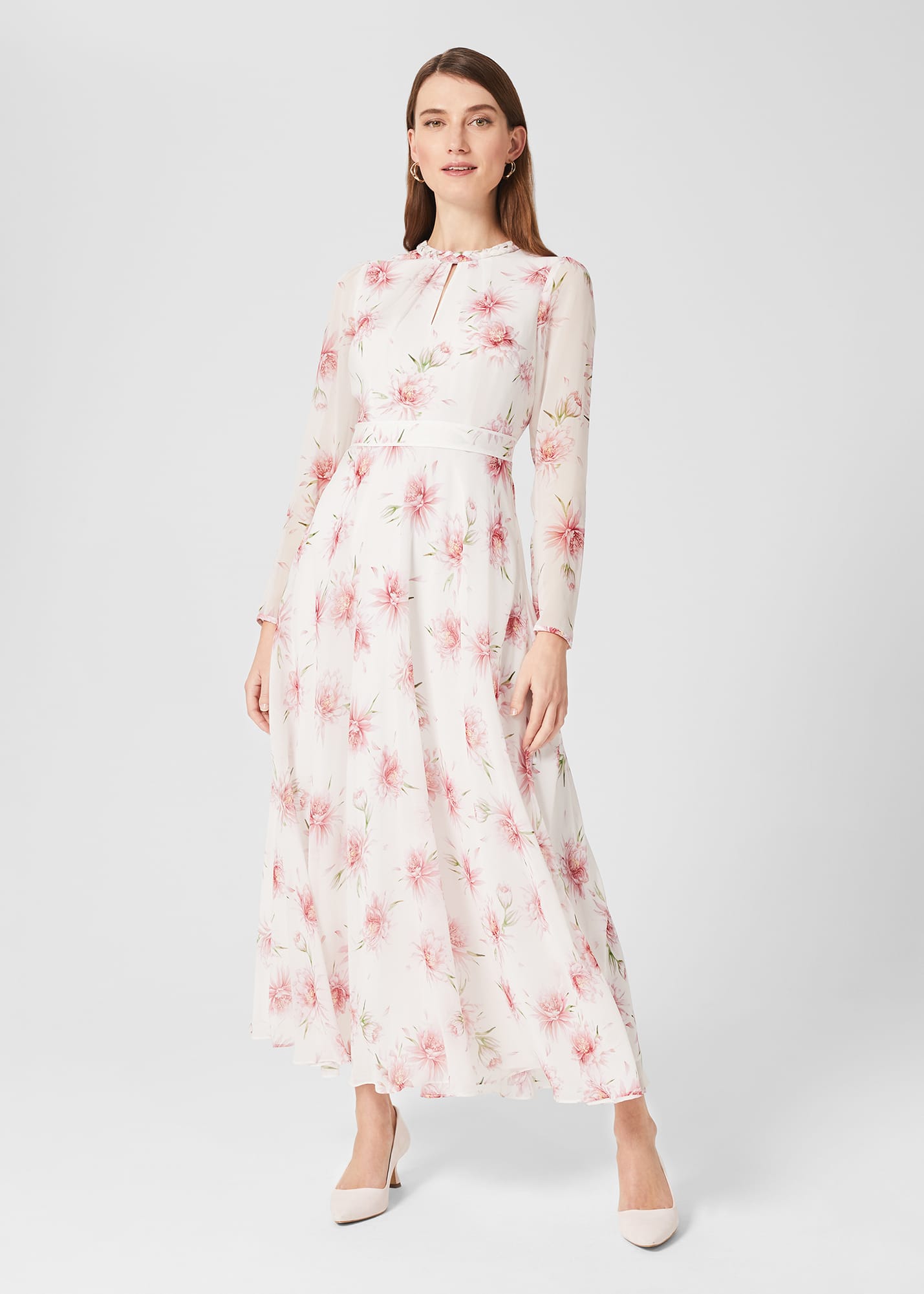 Hobbs Women's Rosabella Silk Floral Midi Dress - Ivory Multi