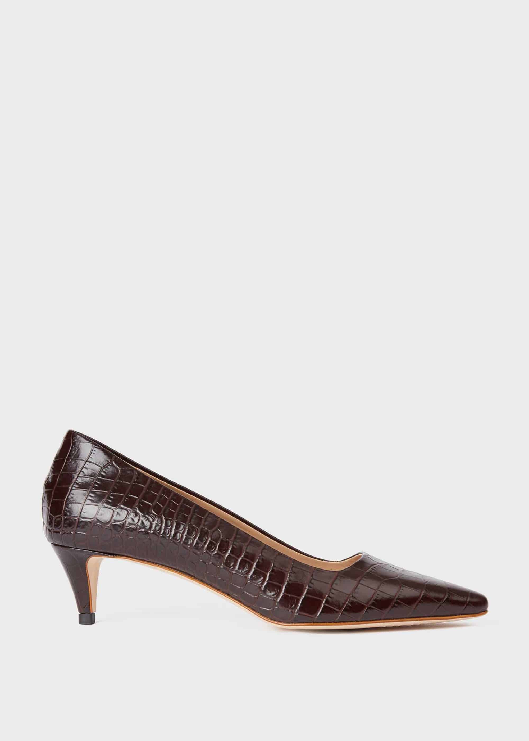 Hobbs Women Millie Crocodile Kitten Heel Court Shoes