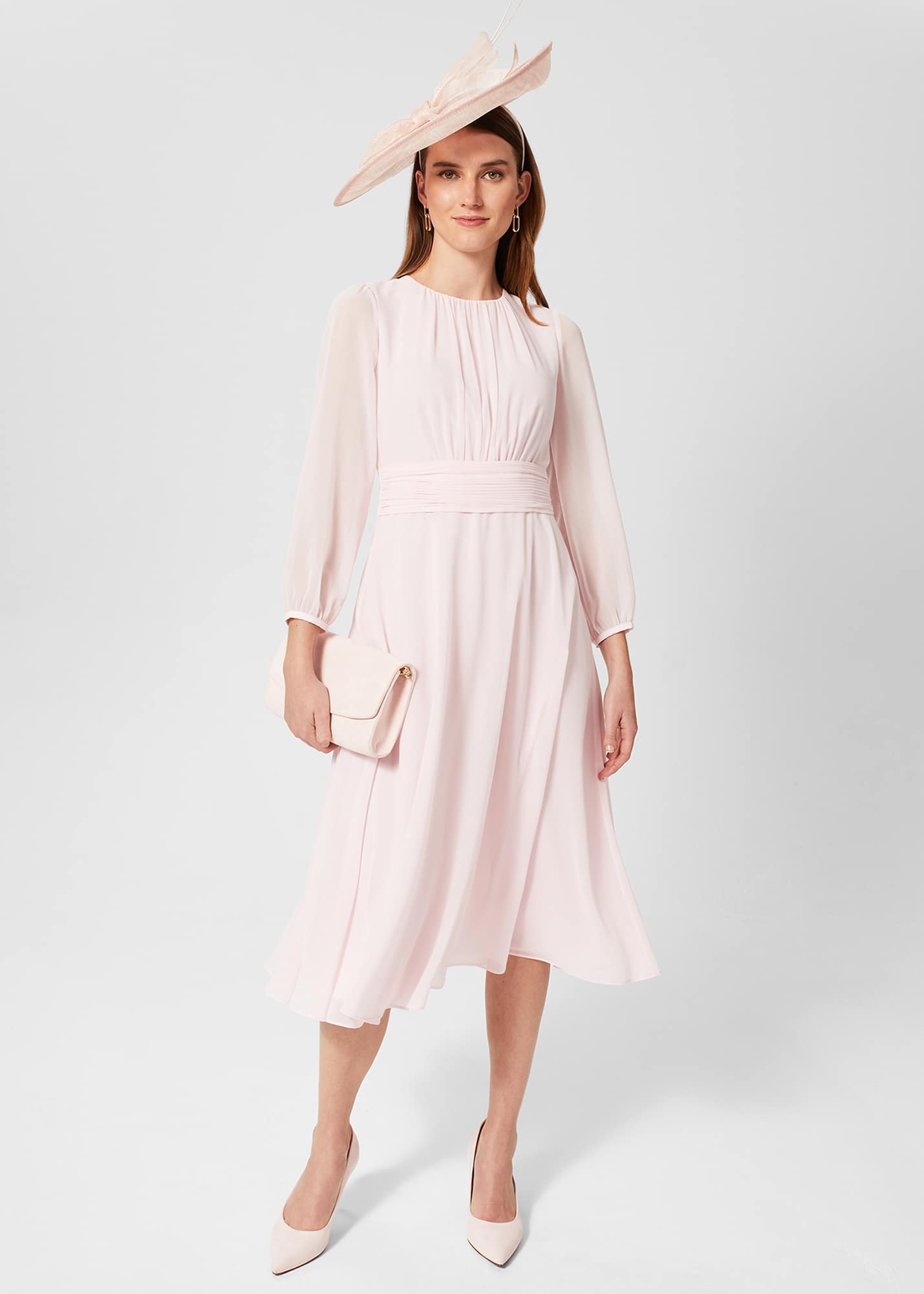 Hobbs Women's Arianne Fit And Flare Dress - Pale Pink