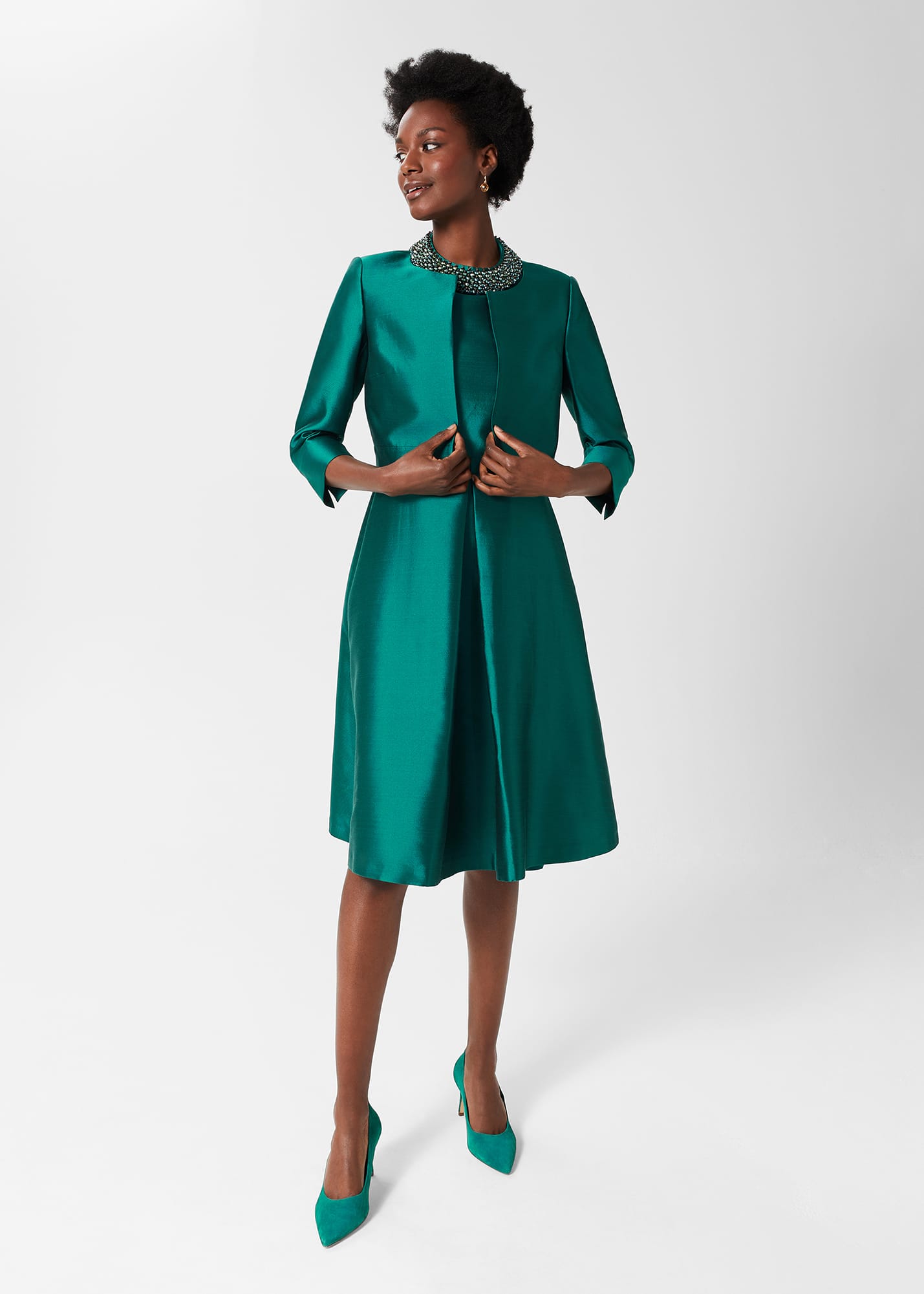 Hobbs Women's Christie Silk Blend Jacket - Jewel Green