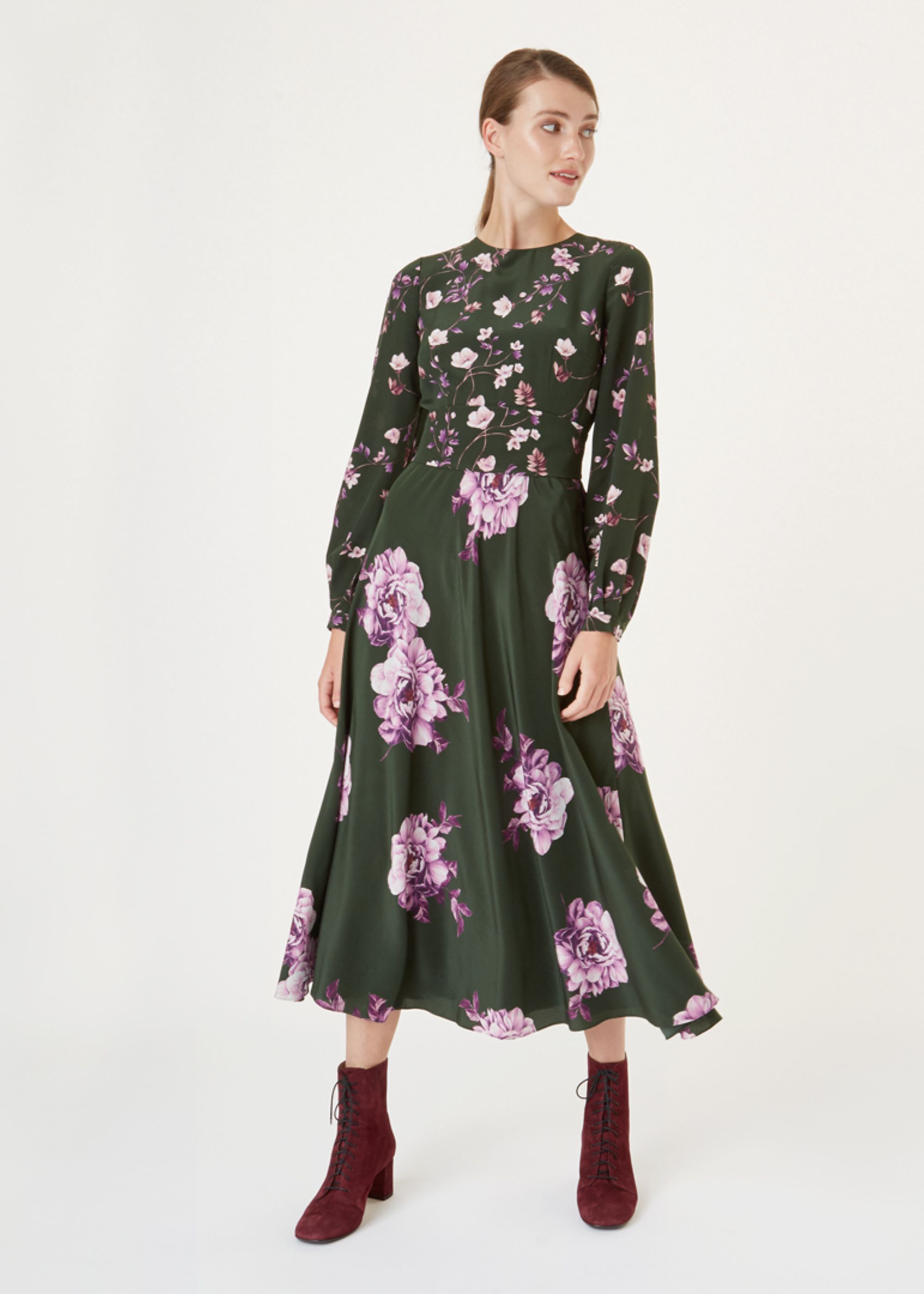 Hobbs Women Silk Winter Rose Dress