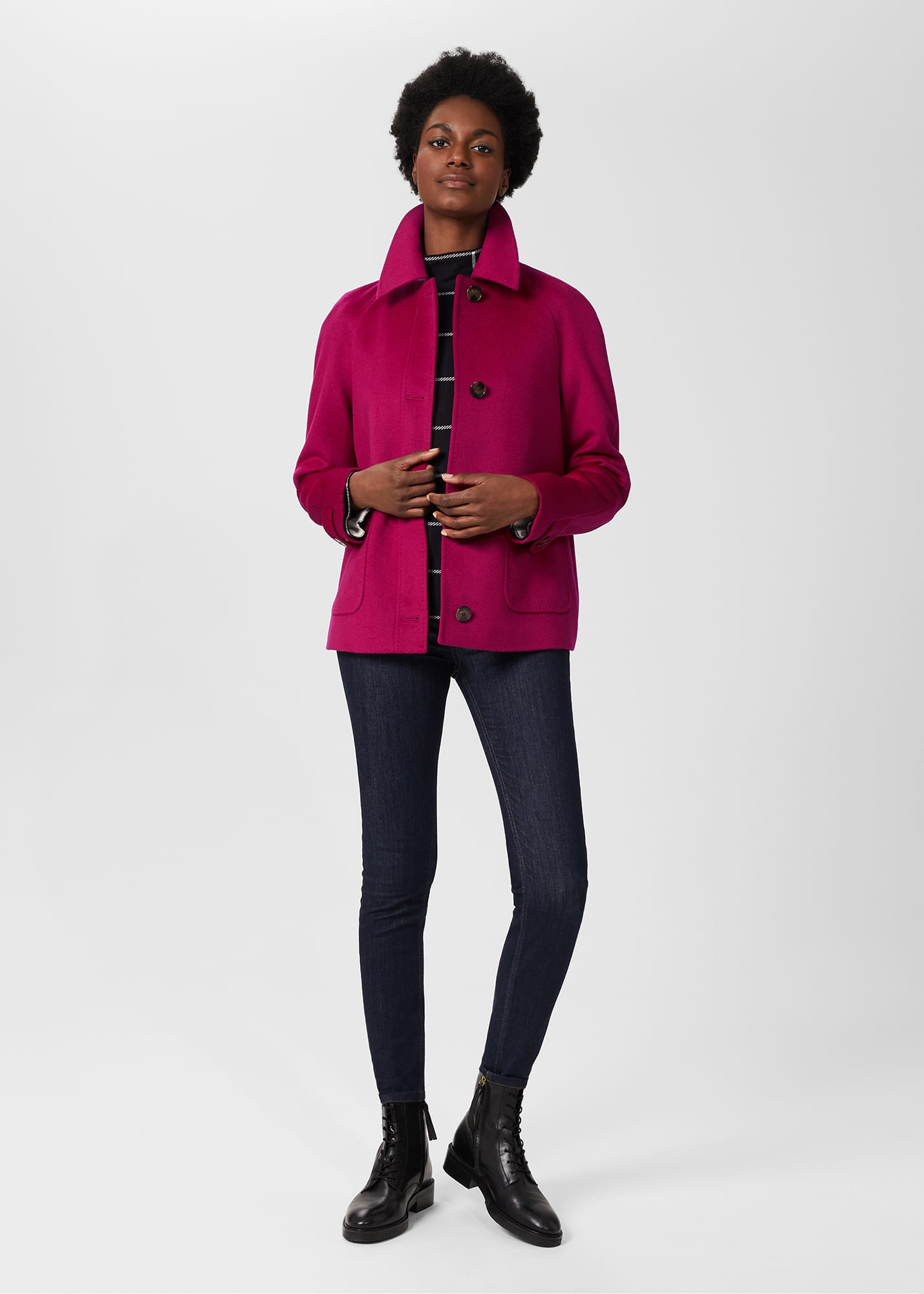 Hobbs Women's Sairey Short Wool Coat - Fuchsia Pink