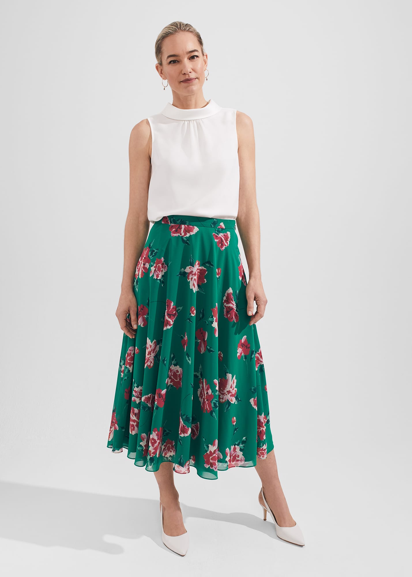 Hobbs Women's Carly Floral A Line Skirt - Green Multi