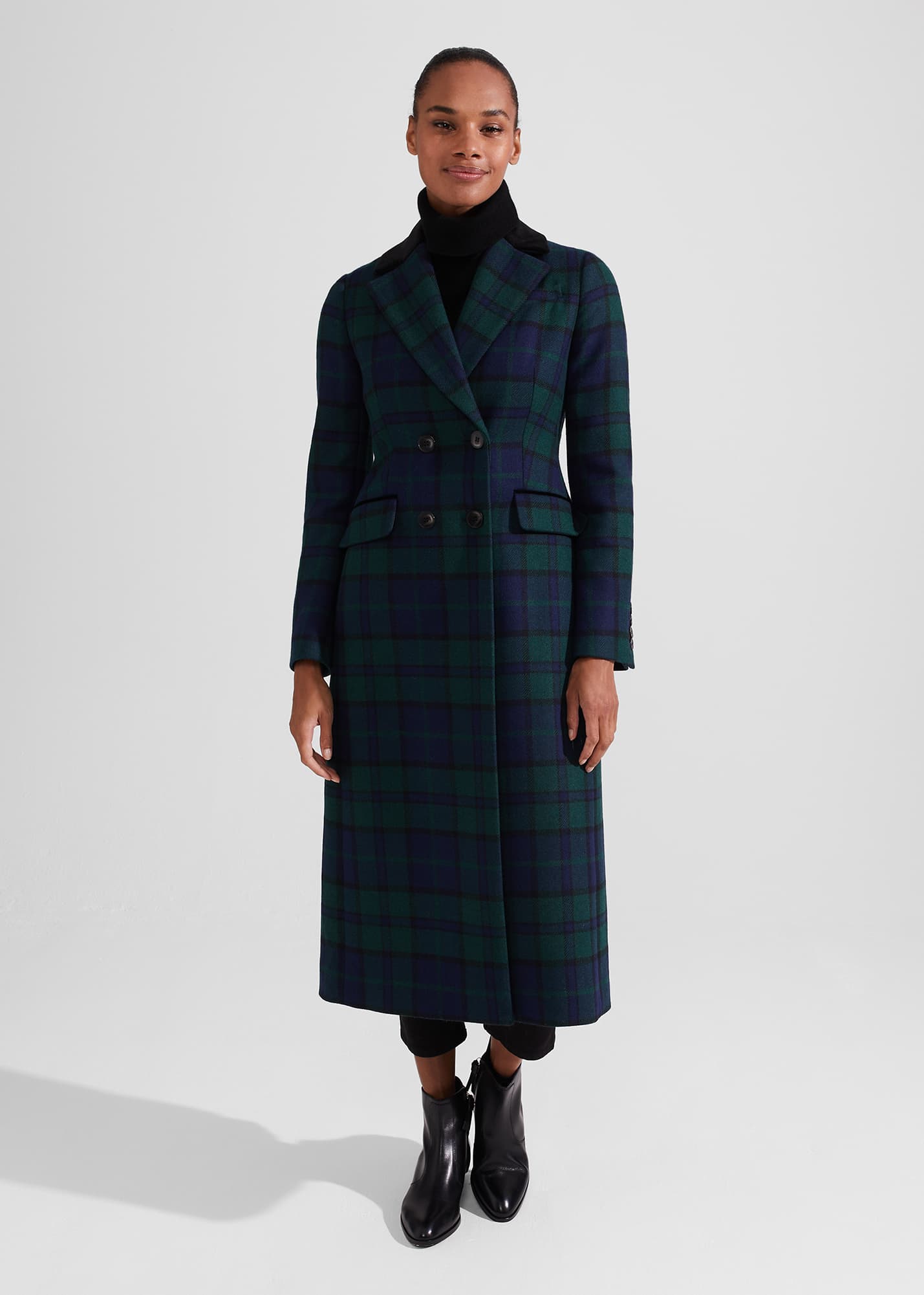 Hobbs Women's Patricia Wool Blend Coat - Green Black
