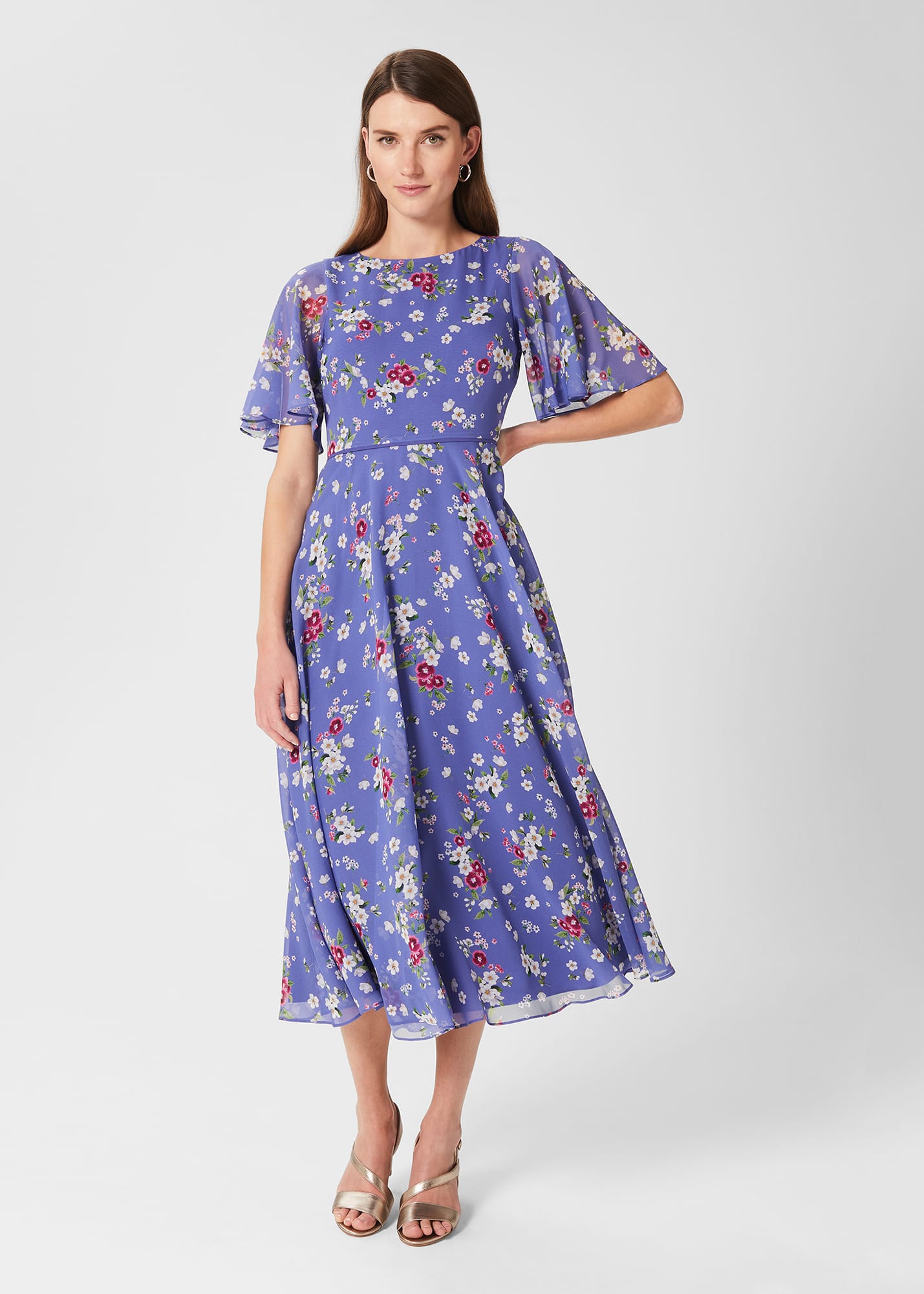 Hobbs Women's Caroline Silk Floral Dress - Blue Multi