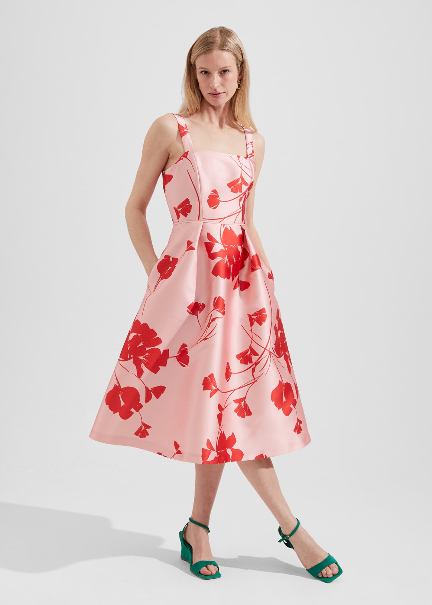Hobbs Women's Amoura Fit And Flare Dress - Pink Ruby Red