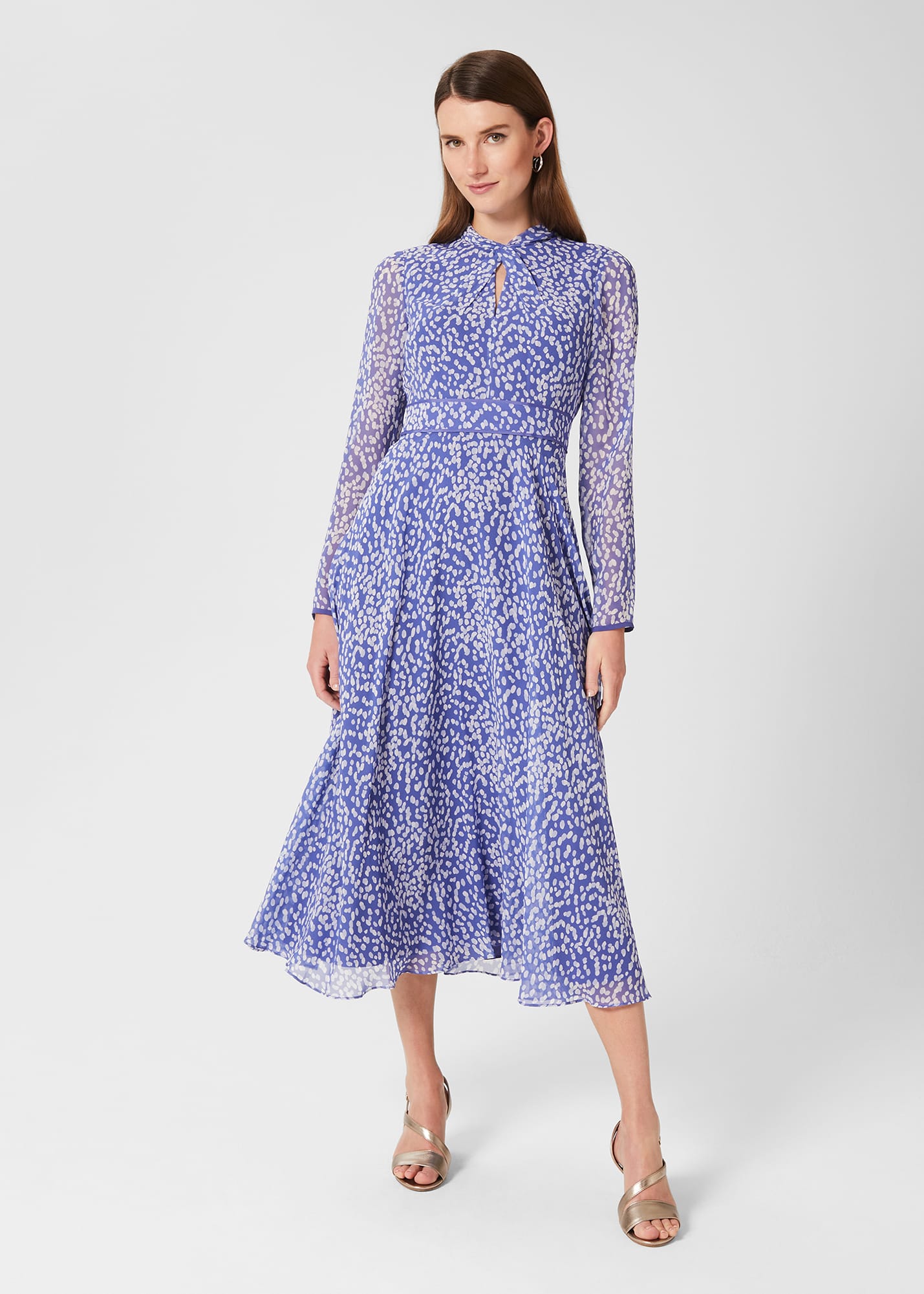 Hobbs Women's Helena Silk Midi Dress - Blue Multi