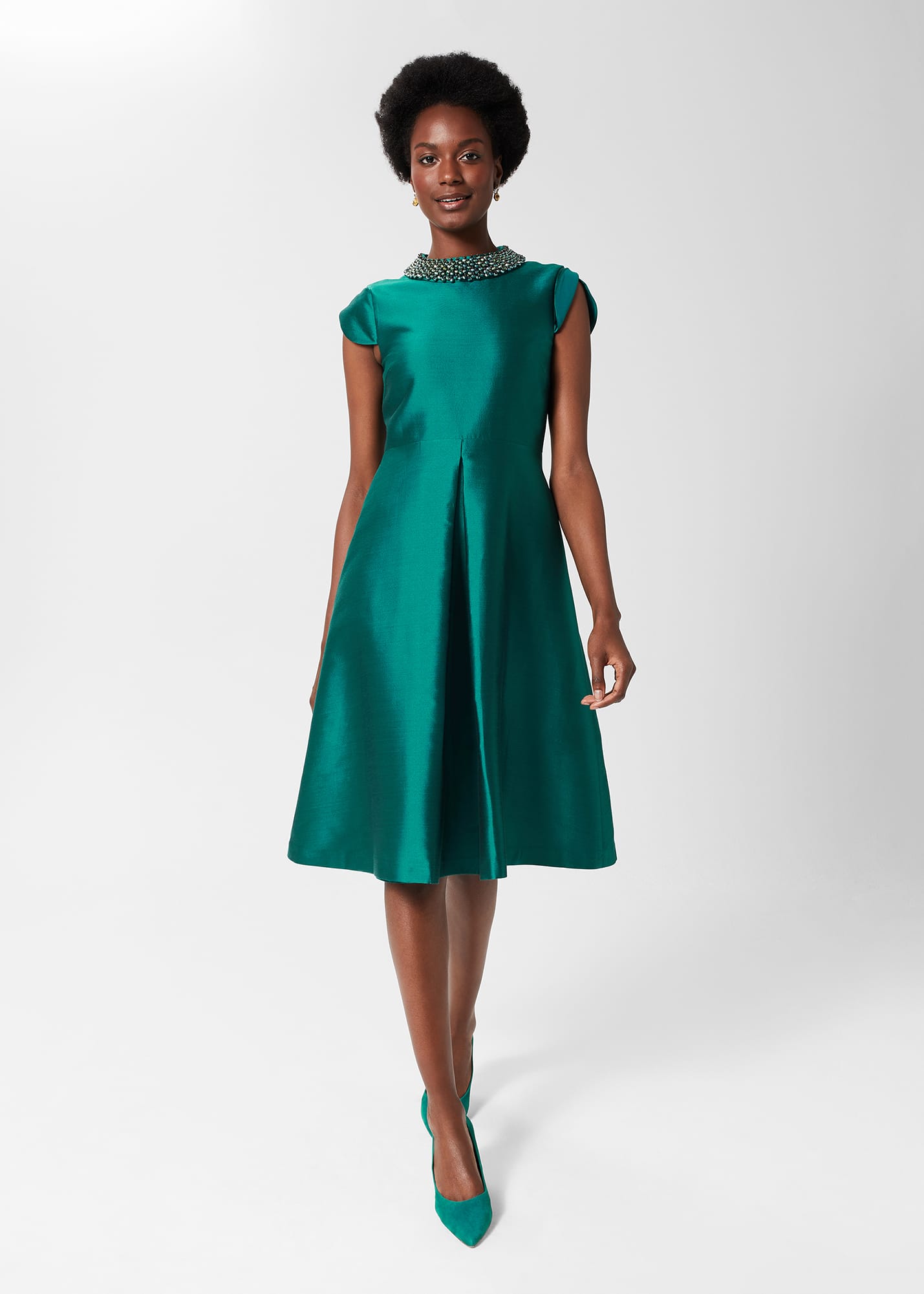 Hobbs Women's Christie Silk Blend Dress - Jewel Green