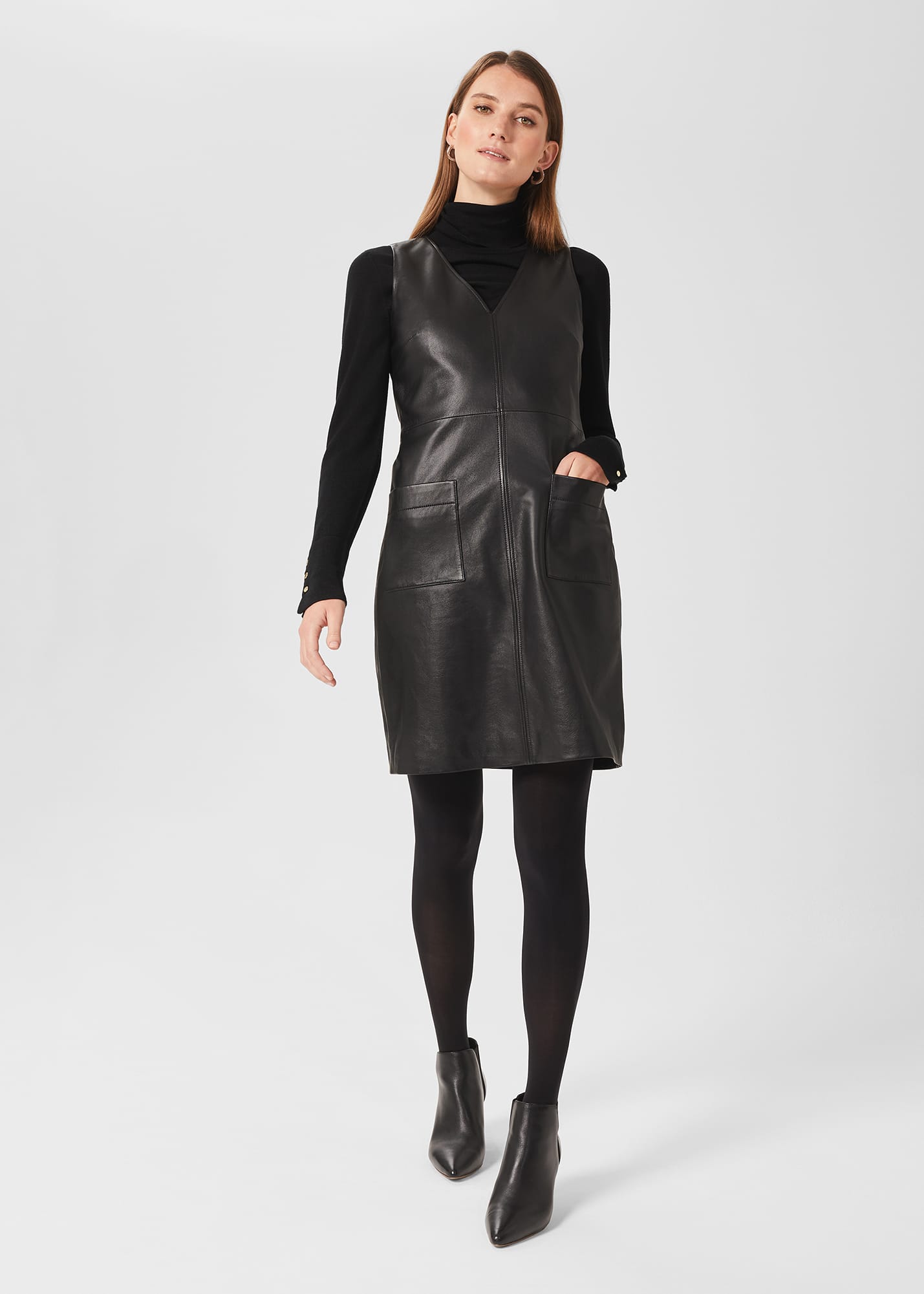 Hobbs Women Amoura A Line Shift Leather Dress