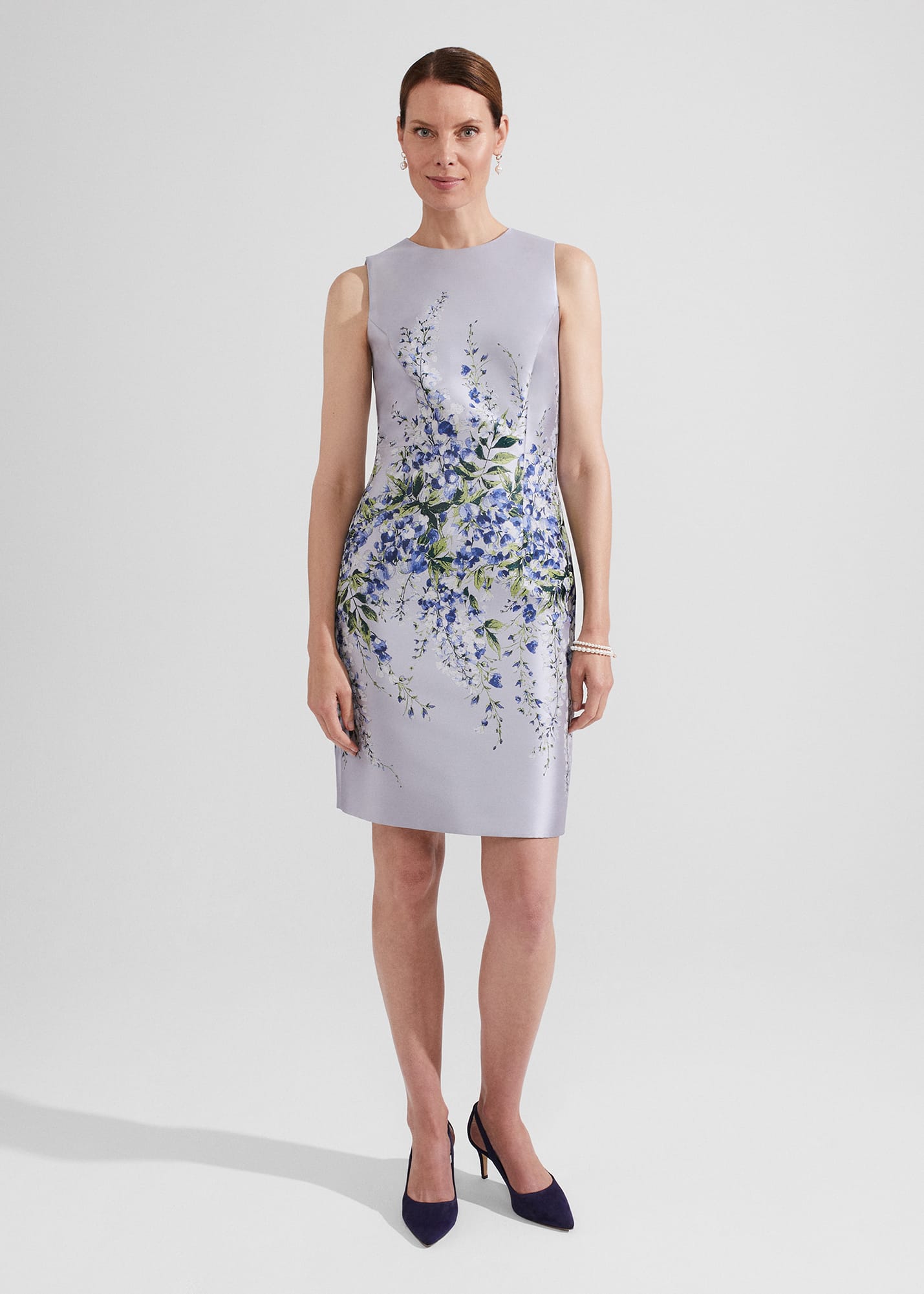 Hobbs Women's Sofia Jacquard Dress - Pale Blue Multi